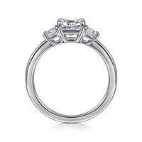 Gabriel & Co. Stephi 14K White Gold Emerald Cut Three Stone Diamond Engagement Ring