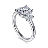 Gabriel & Co. Stephi 14K White Gold Emerald Cut Three Stone Diamond Engagement Ring