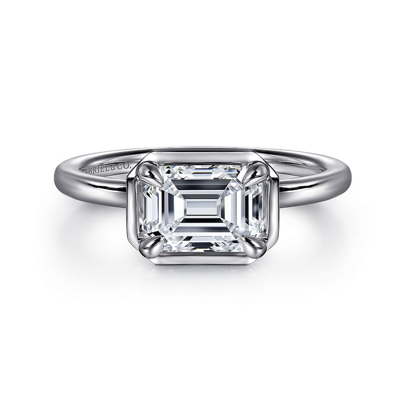 Gabriel & Co. Linen 14K White Gold Emerald Cut Diamond Engagement Ring - NAGI