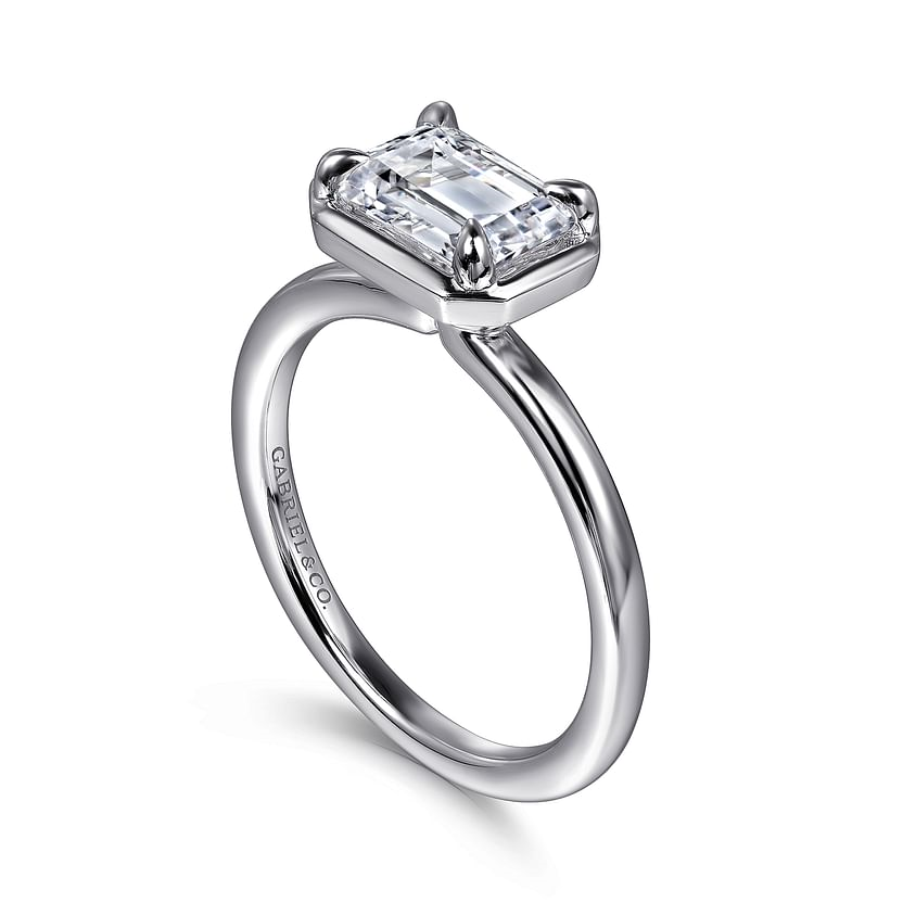 Gabriel & Co. Linen 14K White Gold Emerald Cut Diamond Engagement Ring - NAGI