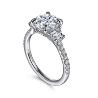 Gabriel & Co. Georgie 14K White Gold Round Three Stone Diamond Engagement Ring - NAGI