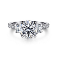 Gabriel & Co. Georgie 14K White Gold Round Three Stone Diamond Engagement Ring - NAGI