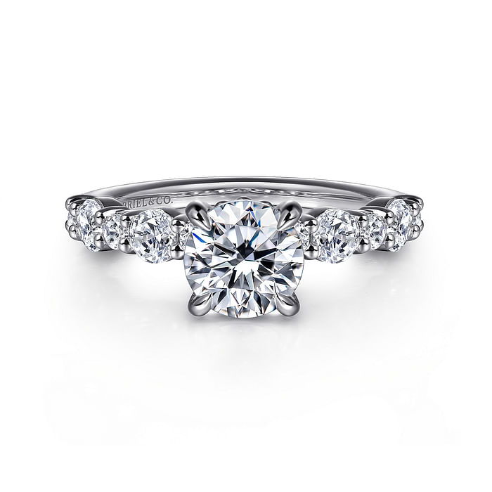 Gabriel & Co. 14K White Gold Round Diamond Contemporary Ring - NAGI