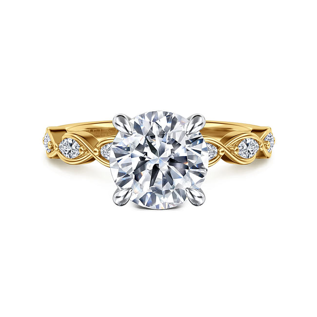 Gabriel & Co. Claudia 14K White and Yellow Gold Round Diamond Engagement Ring - NAGI