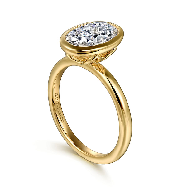 Gabriel & Co. Linny 14K Yellow Gold Oval Bezel Set Diamond Engagement Ring - NAGI