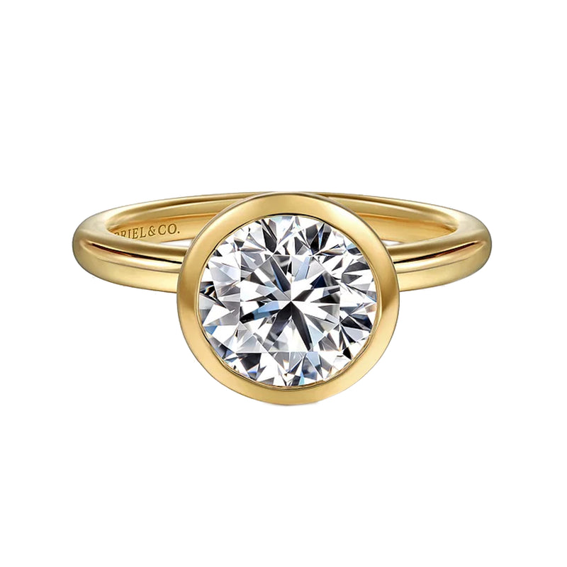 Gabriel & Co. Linny 14K Yellow Gold Round Bezel Set Diamond Engagement Ring - NAGI