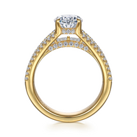 Gabriel & Co. Brinne 14K Yellow Gold Three Row Oval Diamond Engagement Ring