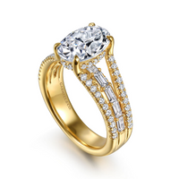 Gabriel & Co. Brinne 14K Yellow Gold Three Row Oval Diamond Engagement Ring