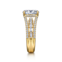 Gabriel & Co. Brinne 14K Yellow Gold Three Row Oval Diamond Engagement Ring