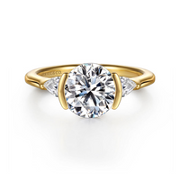 Gabriel & Co. Alesandra 14K Yellow Gold Half Bezel Round Three Stone Diamond Engagement Ring - NAGI
