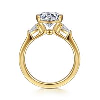 Gabriel & Co. Alesandra 14K Yellow Gold Half Bezel Round Three Stone Diamond Engagement Ring