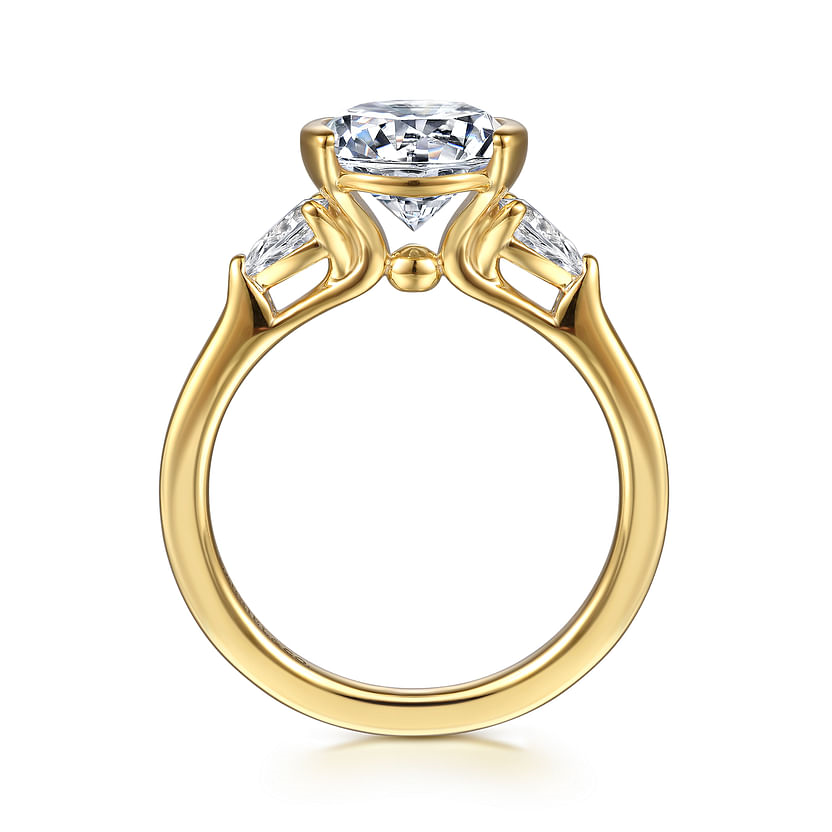 Gabriel & Co. Alesandra 14K Yellow Gold Half Bezel Round Three Stone Diamond Engagement Ring