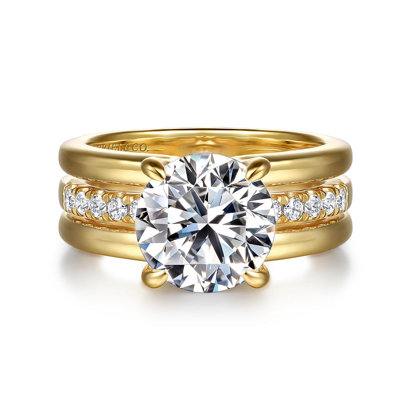 Gabriel & Co. Reeba 14K Yellow Gold Round Diamond Engagement Ring