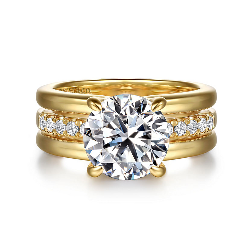 Gabriel & Co. Reeba 14K Yellow Gold Round Diamond Engagement Ring - NAGI