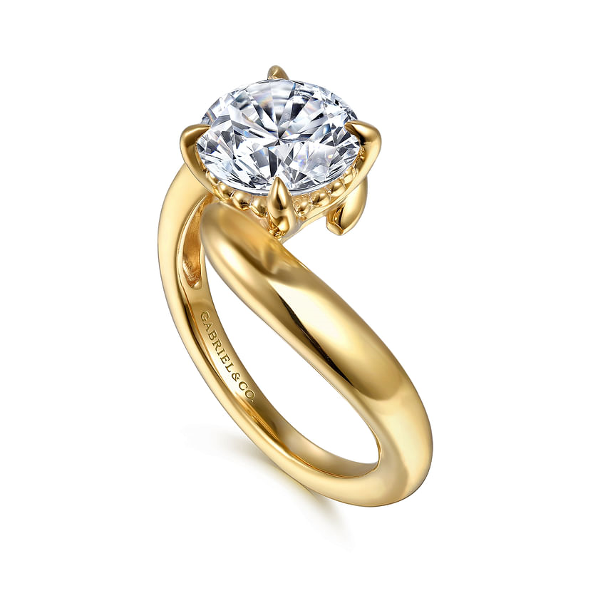 Gabriel & Co. Bettie 14K Yellow Gold Bypass Round Diamond Engagement Ring