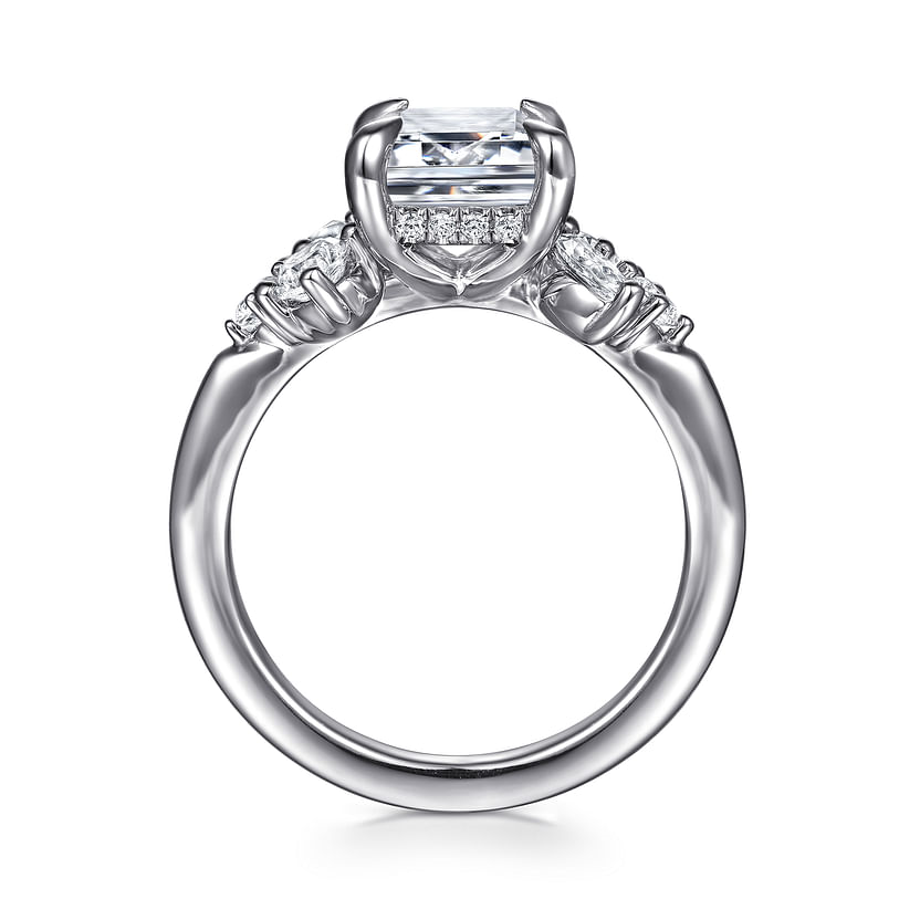 Gabriel & Co. Caye 14K White Gold Emerald Cut Diamond Engagement Ring - NAGI