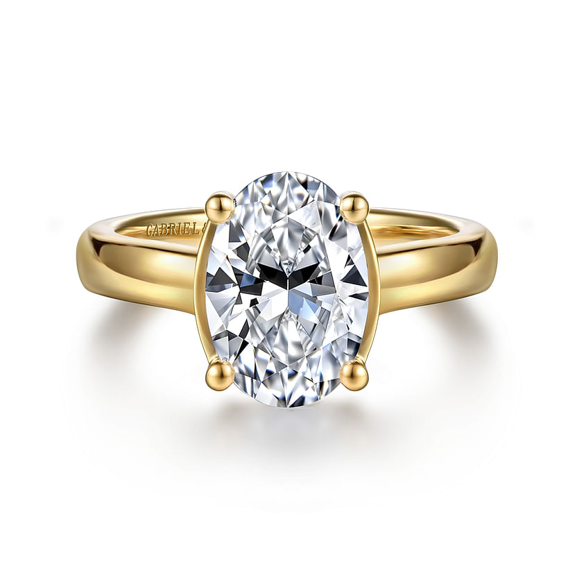 Gabriel & Co. Villa 14K Yellow Gold Half Bezel Oval Diamond Engagement Ring