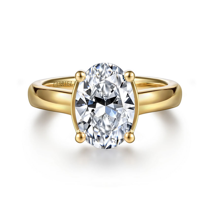 Gabriel & Co. Villa 14K Yellow Gold Half Bezel Oval Diamond Engagement Ring - NAGI