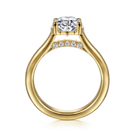 Gabriel & Co. Villa 14K Yellow Gold Half Bezel Oval Diamond Engagement Ring