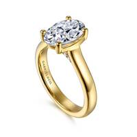 Gabriel & Co. Villa 14K Yellow Gold Half Bezel Oval Diamond Engagement Ring
