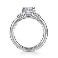 Gabriel & Co. Lyon 14K White Gold Radiant Cut Three Stone Diamond Engagement Ring