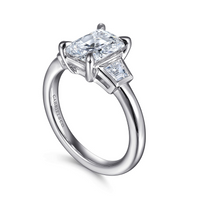 Gabriel & Co. Lyon 14K White Gold Radiant Cut Three Stone Diamond Engagement Ring