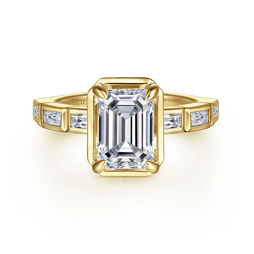 Gabriel & Co. Delphe 14K Yellow Gold Emerald Cut Diamond Engagement Ring