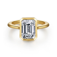Gabriel & Co. Brooke 14K Yellow Gold Emerald Cut Bezel Set Diamond Engagement Ring