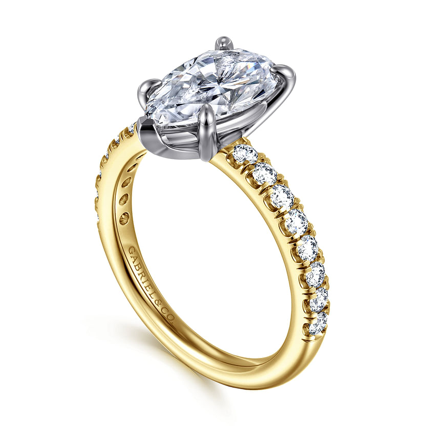 Gabriel & Co. Aruba 14K White GoldYellow Gold Pear Shape Diamond Engagement Ring - NAGI