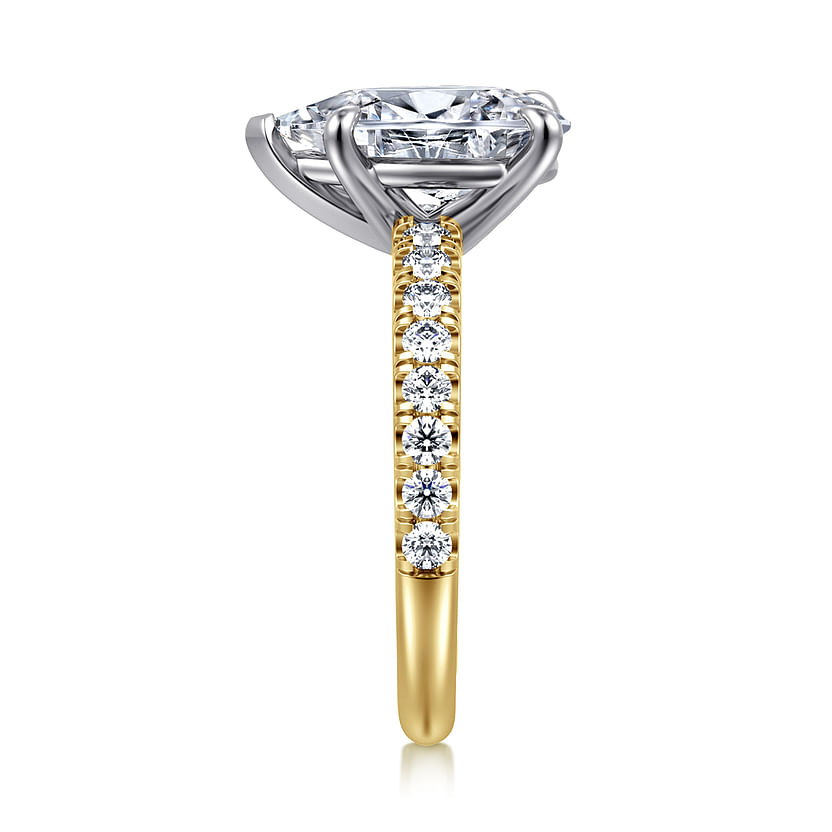 Gabriel & Co. Aruba 14K White GoldYellow Gold Pear Shape Diamond Engagement Ring - NAGI