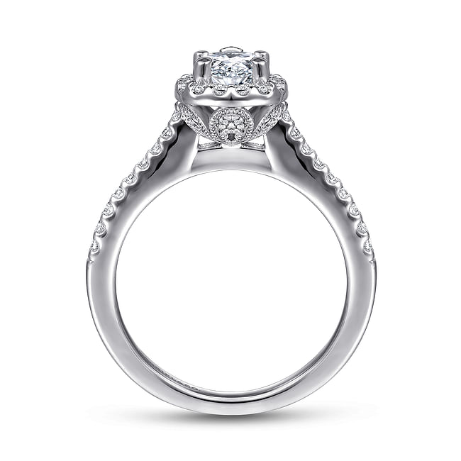 Gabriel & Co. Paige 14K White Gold Pear Shape Halo Diamond Engagement Ring - NAGI
