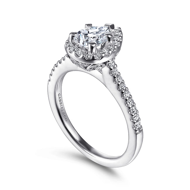 Gabriel & Co. Paige 14K White Gold Pear Shape Halo Diamond Engagement Ring - NAGI