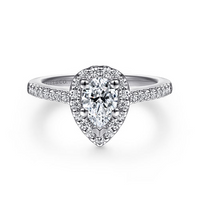 Gabriel & Co. Paige 14K White Gold Pear Shape Halo Diamond Engagement Ring - NAGI