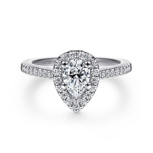 Gabriel & Co. Paige 14K White Gold Pear Shape Halo Diamond Engagement Ring - NAGI