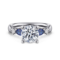 Gabriel & Co. Carrie 14K White Gold Round Five Stone Sapphire and Diamond Engagement Ring