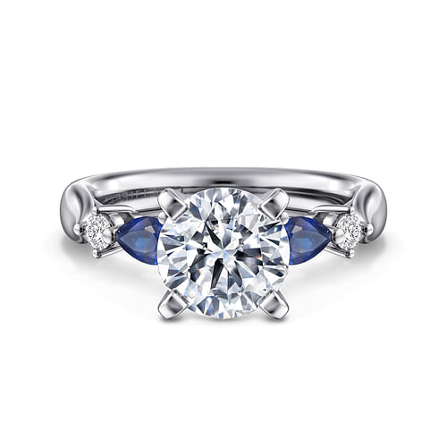 Gabriel & Co. Carrie 14K White Gold Round Five Stone Sapphire and Diamond Engagement Ring