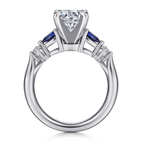 Gabriel & Co. Carrie 14K White Gold Round Five Stone Sapphire and Diamond Engagement Ring