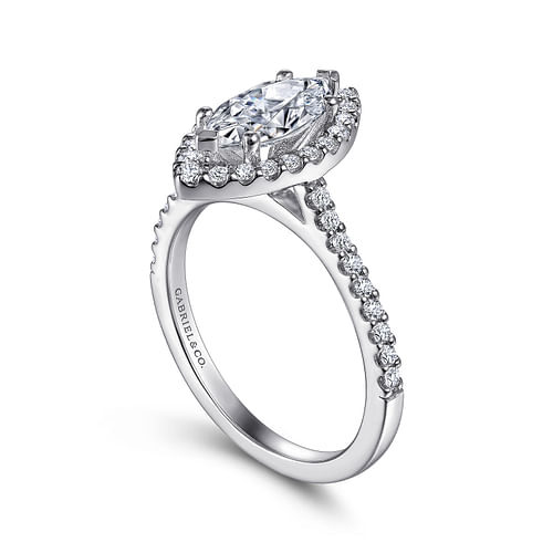 Gabriel & Co. Carly 14K White Gold Marquise Halo Diamond Engagement Ring