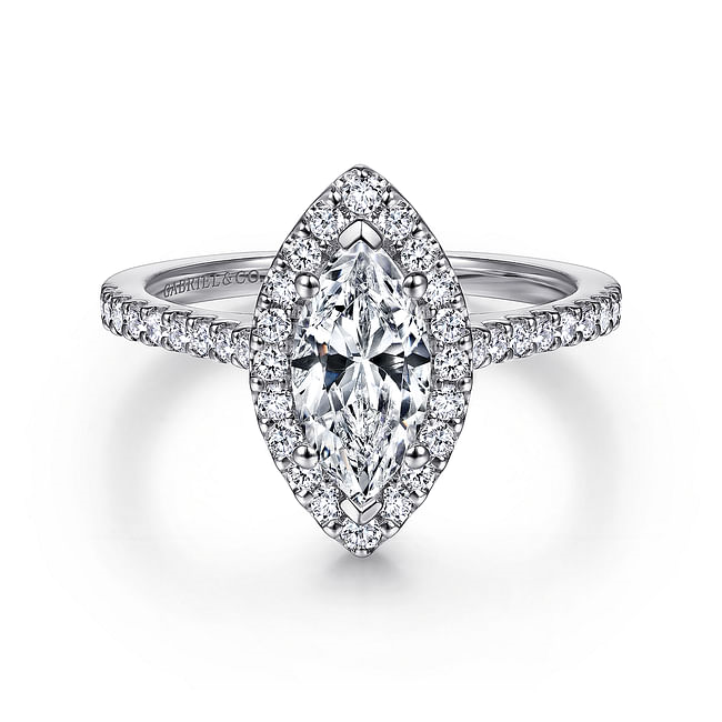 Gabriel & Co. Carly 14K White Gold Marquise Halo Diamond Engagement Ring