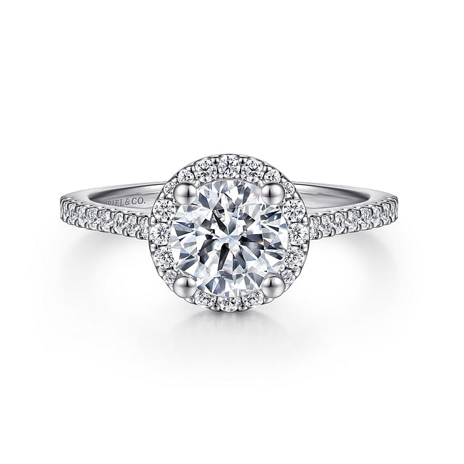 Gabriel & Co. Carly 14K White Gold Round Halo Diamond Engagement Ring