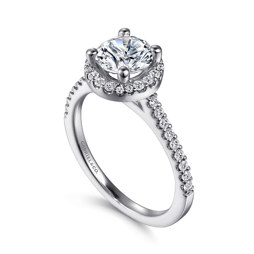 Gabriel & Co. Carly 14K White Gold Round Halo Diamond Engagement Ring