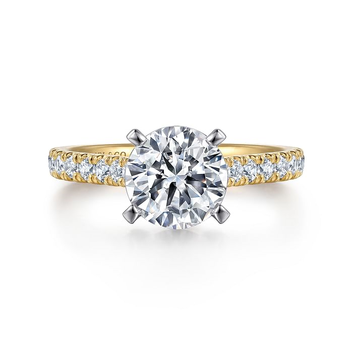 Gabriel & Co. 14K Gold Round Diamond Cathedral Engagement Ring - NAGI