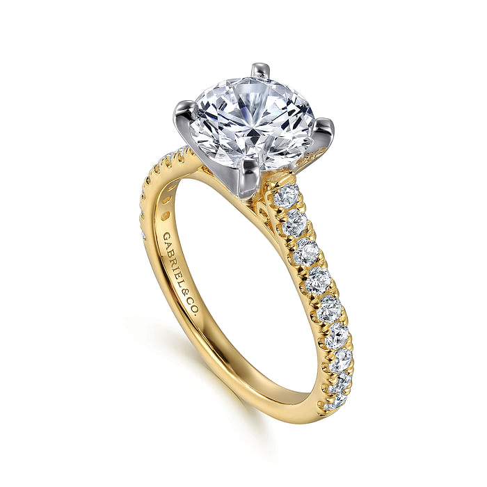 Gabriel & Co. 14K Gold Round Diamond Cathedral Engagement Ring - NAGI