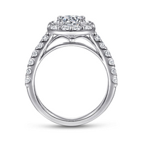 Gabriel & Co. Skylar 14K White Gold Cushion Halo Round Diamond Engagement Ring