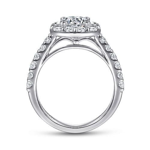 Gabriel & Co. Skylar 14K White Gold Cushion Halo Round Diamond Engagement Ring