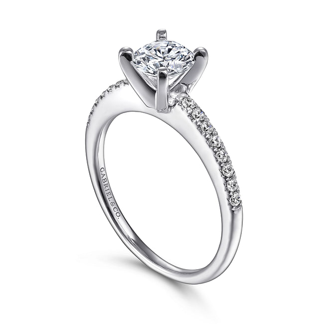 Gabriel & Co. Kelly 14K White Gold Round Diamond Engagement Ring - NAGI