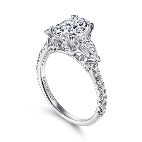 Gabriel & Co. Sookie 14K White Gold Oval Three Stone Diamond Engagement Ring - NAGI