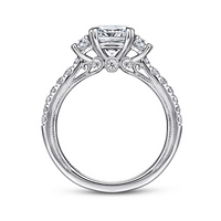 Gabriel & Co. Aloise 14K White Gold Cushion Cut Three Stone Diamond Engagement Ring - NAGI