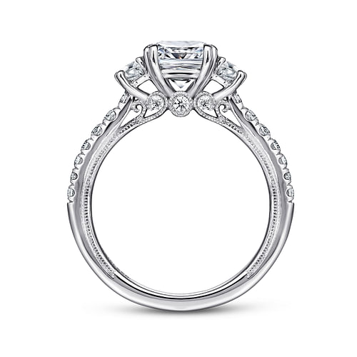 Gabriel & Co. Aloise 14K White Gold Cushion Cut Three Stone Diamond Engagement Ring - NAGI