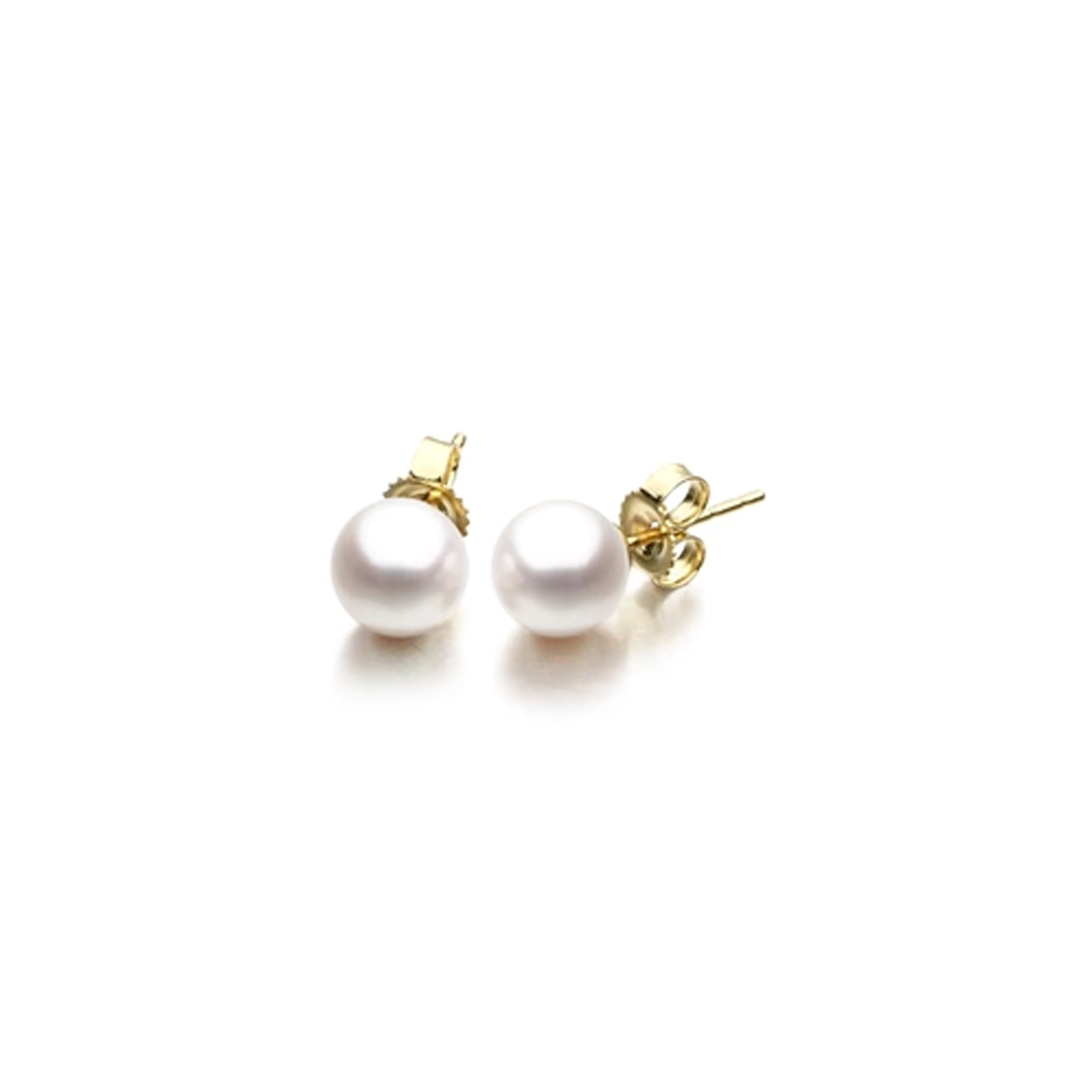 14K Yellow Gold 6.5MM Pearl Stud Earrings